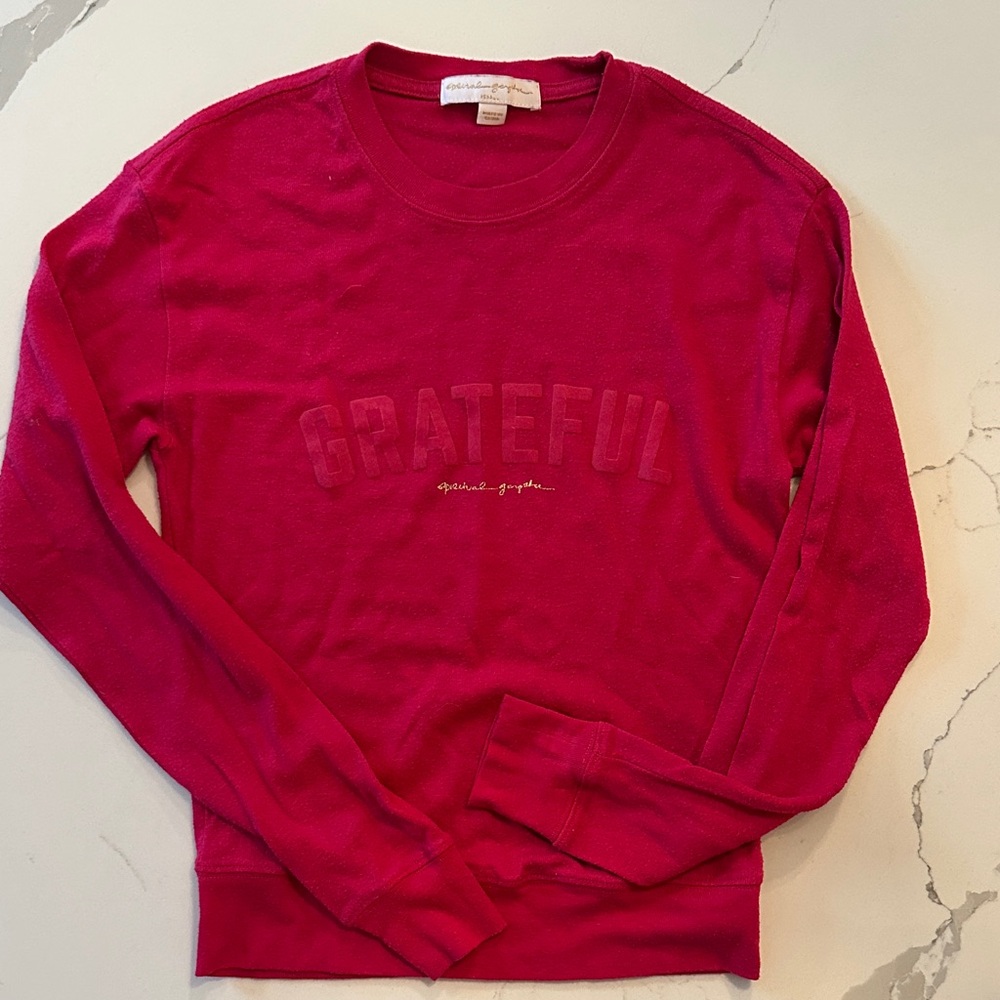 Spiritual Gangster 'Grateful' Crewneck Sweater - Raspberry